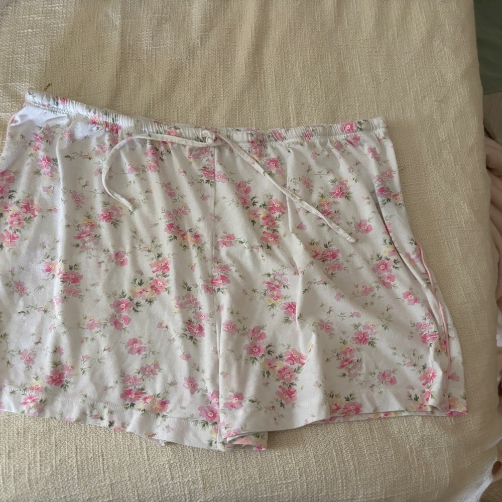 Lauren Ralph Lauren Ivory & Pink Floral Pajama Set Women’s XL Knit Button Up - Picture 12 of 13